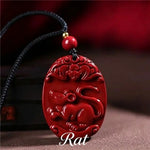 Wiaugem Chinese Zodiac Cinnabar Pendant | Natural Cinnabar Zodiac Talisman for Protection, Good Luck & Prosperity