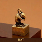 Wiaugem Chinese Zodiac Brass Seal | Lucky 12 Zodiac Talisman for Wealth & Protection