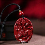 Wiaugem Chinese Zodiac Cinnabar Pendant | Natural Cinnabar Zodiac Talisman for Protection, Good Luck & Prosperity