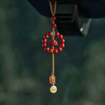 Cinnabar Car Hanging Charm | Lotus Protection Amulet