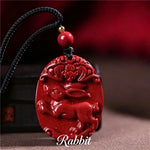 Wiaugem Chinese Zodiac Cinnabar Pendant | Natural Cinnabar Zodiac Talisman for Protection, Good Luck & Prosperity