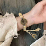 Milk Fragrant Copper Coin Bracelet | New Chinese Style Zen Jewelry