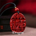 Wiaugem Chinese Zodiac Cinnabar Pendant | Natural Cinnabar Zodiac Talisman for Protection, Good Luck & Prosperity