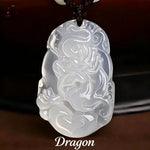 Wiaugem Chinese Zodiac White Chalcedony Pendant | Hand-Carved 12 Zodiac Talisman Necklace for Good Fortune, Protection &amp; Positive Energy