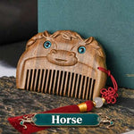 WIAUGEM Chinese Zodiac Sandalwood Baby Comb