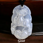 Wiaugem Chinese Zodiac White Chalcedony Pendant | Hand-Carved 12 Zodiac Talisman Necklace for Good Fortune, Protection &amp; Positive Energy