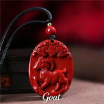 Wiaugem Chinese Zodiac Cinnabar Pendant | Natural Cinnabar Zodiac Talisman for Protection, Good Luck & Prosperity