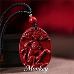 Wiaugem Chinese Zodiac Cinnabar Pendant | Natural Cinnabar Zodiac Talisman for Protection, Good Luck & Prosperity