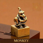 Wiaugem Chinese Zodiac Brass Seal | Lucky 12 Zodiac Talisman for Wealth & Protection