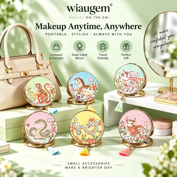 Chinese Zodiac Metal Folding Compact Mirror | WIAUGEM