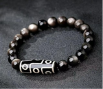 Nine Eye Dzi Bracelet | Natural Black Obsidian Protection