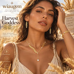 WIAUGEM Harvest Goddess Wheat &amp; Pearl 3-Piece Jewelry Set