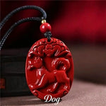 Wiaugem Chinese Zodiac Cinnabar Pendant | Natural Cinnabar Zodiac Talisman for Protection, Good Luck & Prosperity