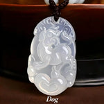 Wiaugem Chinese Zodiac White Chalcedony Pendant | Hand-Carved 12 Zodiac Talisman Necklace for Good Fortune, Protection &amp; Positive Energy