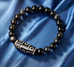 Nine Eye Dzi Bracelet | Natural Black Obsidian Protection
