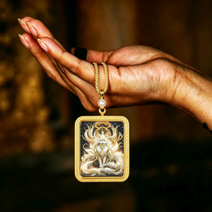 Nine-Tailed Fox Thangka Amulet | Boost Love Luck, Improve Interpersonal & Ward Off Villains