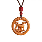 Wiaugem Chinese Zodiac Peach Wood Necklace | Hand-Carved 12 Zodiac Talisman for Protection, Good Fortune &amp; Positive Energy