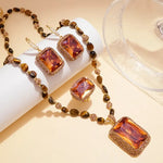WIAUGEM Natural Tiger Stone 3-Piece Energy Jewelry Set