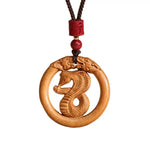 Wiaugem Chinese Zodiac Peach Wood Necklace | Hand-Carved 12 Zodiac Talisman for Protection, Good Fortune &amp; Positive Energy