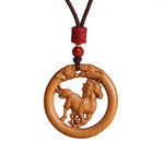Wiaugem Chinese Zodiac Peach Wood Necklace | Hand-Carved 12 Zodiac Talisman for Protection, Good Fortune &amp; Positive Energy