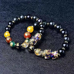 Five-Way Wealth God Black Pixiu Bracelet for Abundance, Luck, and Protection