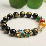 Five-Way Wealth God Black Pixiu Bracelet for Abundance, Luck, and Protection