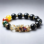 Five-Way Wealth God Black Pixiu Bracelet for Abundance, Luck, and Protection