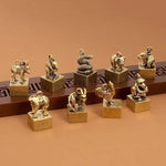 Wiaugem Chinese Zodiac Brass Seal | Lucky 12 Zodiac Talisman for Wealth & Protection