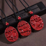 Wiaugem Chinese Zodiac Cinnabar Pendant | Natural Cinnabar Zodiac Talisman for Protection, Good Luck & Prosperity