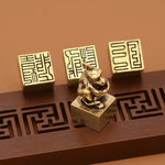 Wiaugem Chinese Zodiac Brass Seal | Lucky 12 Zodiac Talisman for Wealth & Protection