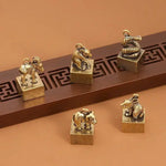 Wiaugem Chinese Zodiac Brass Seal | Lucky 12 Zodiac Talisman for Wealth & Protection