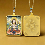 Handmade White Tara Thangka Amulet Pendant | Compassion, Longevity & Divine Protection