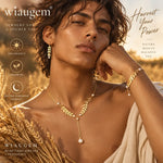 WIAUGEM Harvest Goddess Wheat &amp; Pearl 3-Piece Jewelry Set