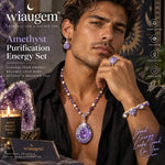 WIAUGEM Natural Amethyst 4-Piece Jewelry Set
