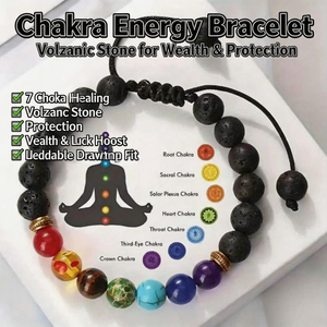 Chakra Energy Bracelet | Volcanic Stone for Wealth & Protection