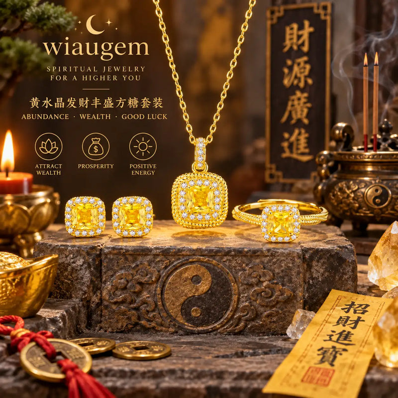 WIAUGEM Citrine Wealth Manifestation 3-Piece Jewelry Set