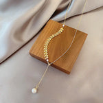WIAUGEM Harvest Goddess Wheat &amp; Pearl 3-Piece Jewelry Set