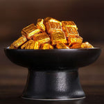 Five Elements Transforming Tea Cup Set (5pcs) + 5-Year Aged Pu’er Tea Cubes | Handcrafted Kiln Glaze Cups, Gold-Wrapped Mini Tea Bricks, Traditional Chinese Wellness Tea Set