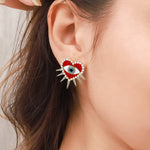 Heart Sun Evil Eye Earrings | Protective Spiritual Jewelry for Positive Energy | Wiaugem