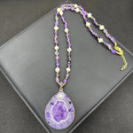 WIAUGEM Natural Amethyst 4-Piece Jewelry Set