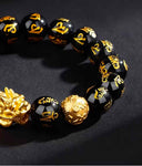 Black Obsidian Wealth Bracelet | Imperial Pixiu Protection