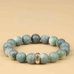 Green Bodhi Bracelet | Natural Carved Mantra & Zodiac Talisman