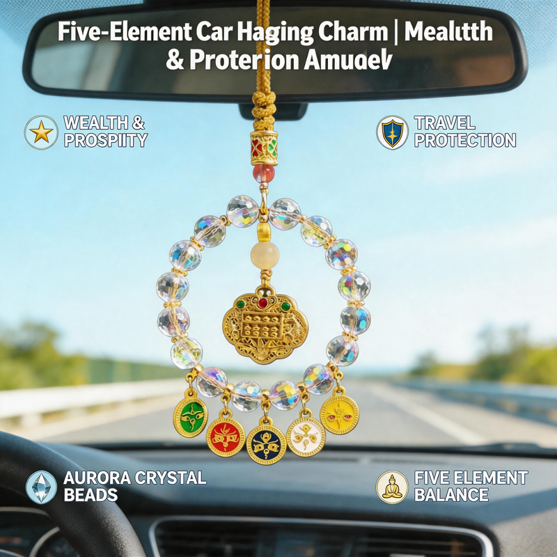 Five-Element Car Hanging Charm | Wealth & Protection Amulet