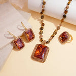 WIAUGEM Natural Tiger Stone 3-Piece Energy Jewelry Set