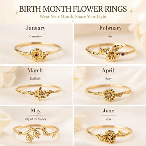 Birth Month Flower Open Ring