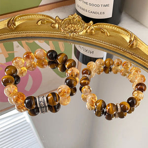 Tiger’s Eye & Citrine Couples Bracelet for Wealth, Action & Protection