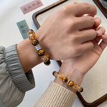 Tiger’s Eye & Citrine Couples Bracelet for Wealth, Action & Protection
