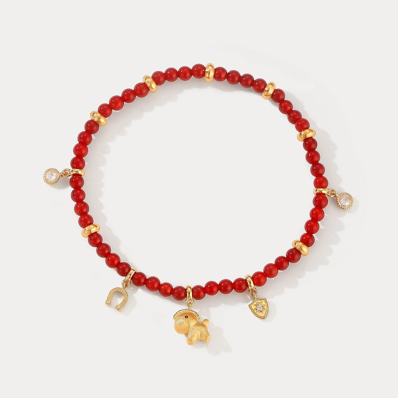 Chinese Zodiac Horse Agate Bracelet | Lucky Horse Bracelet for Luck & Success | Wiaugem