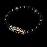 Nine Eye Dzi Bracelet | Natural Black Obsidian Protection