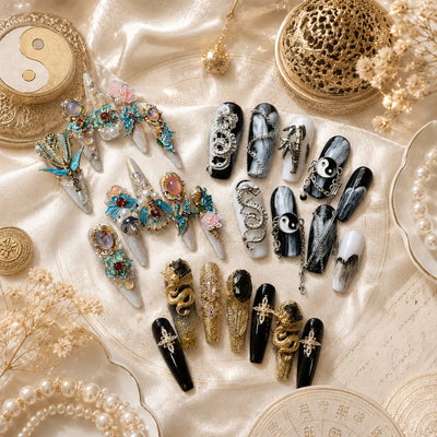 Sacred Oriental Blessing Press On Nails | Spiritual Talisman for Balance & Positive Energy